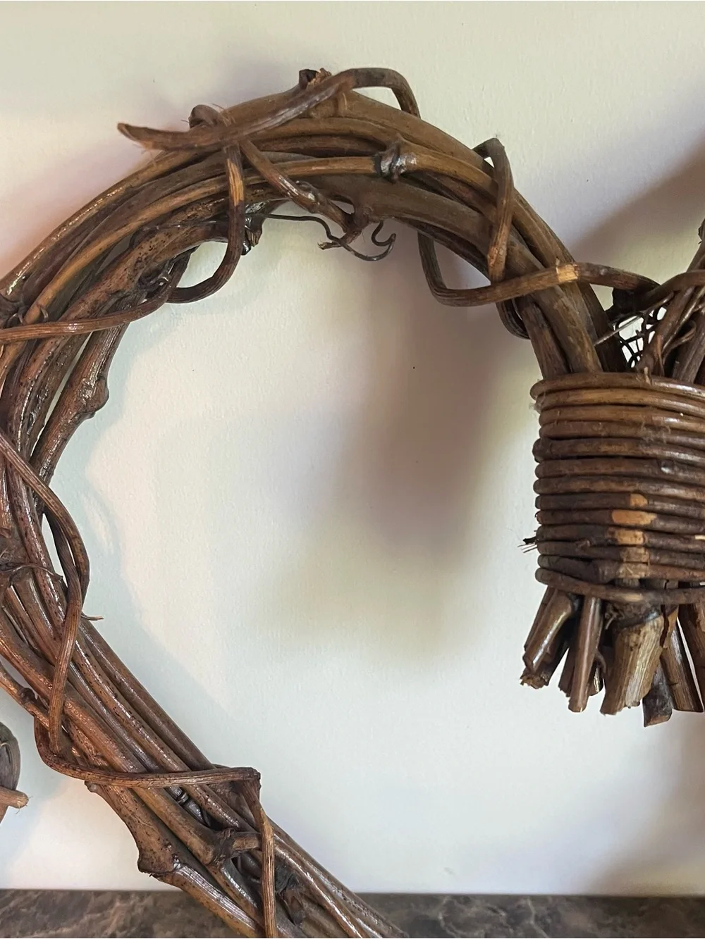 2 Vintage Grapevine Twig Heart Shaped Wall Hangings Primitive Rustic Country